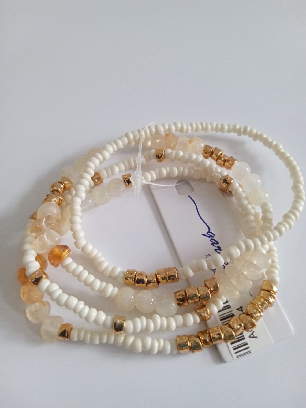 Garden Party 4-strand beaded white/gold bracelets